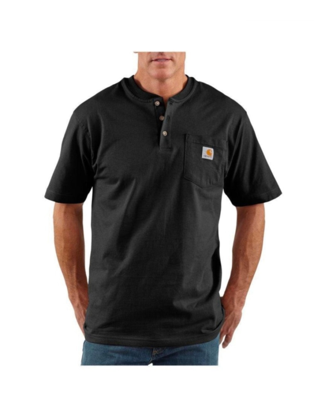Carhartt K84 Men's XL Loose Fit Heavyweight Pocket Henley T-Shirt Black NWT - Picture 4 of 6